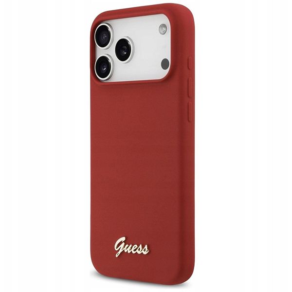 Guess для iPhone 17 Pro Max чехол Liquid silicone Gold metal logo & Camera Hard Magenta (MagSafe)